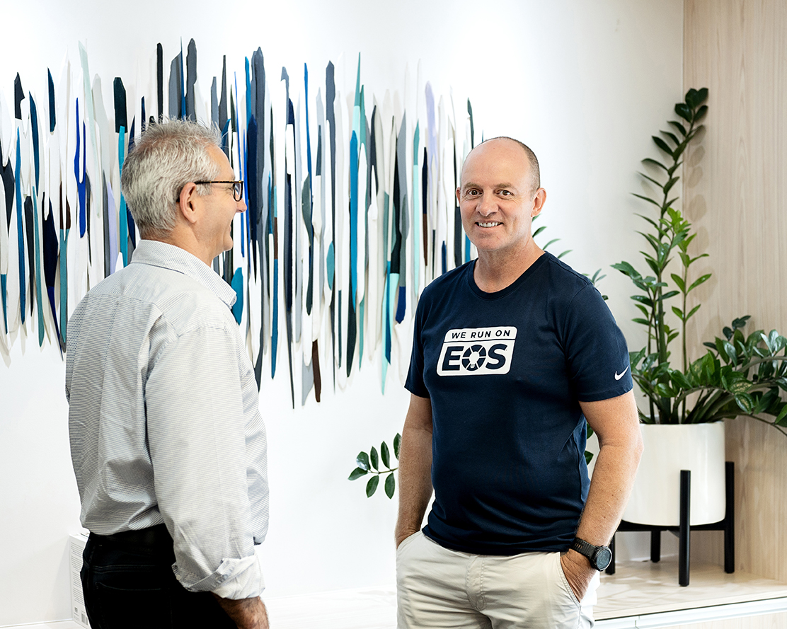 Steve Krebs in conversation with a business leader